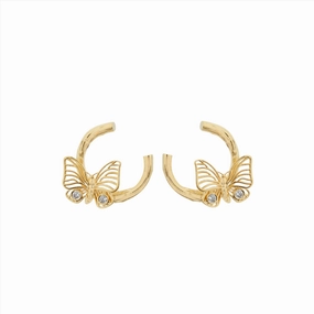 Les Nereides Golden butterfly and crsytal post Earrings 
