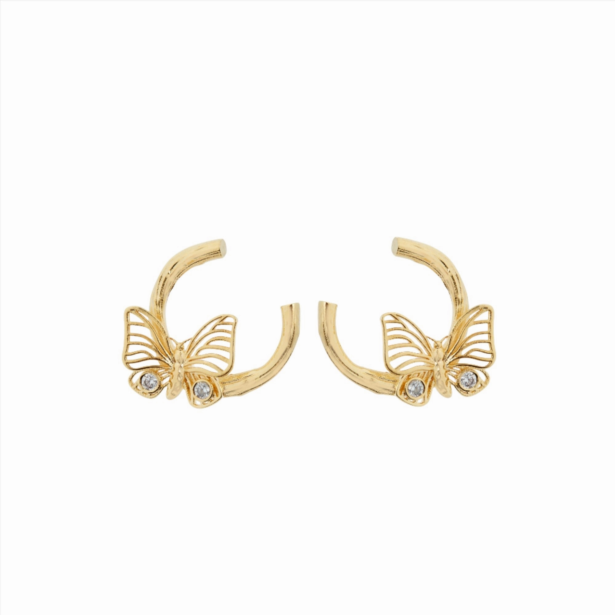 Les Nereides Golden butterfly and crsytal post Earrings 