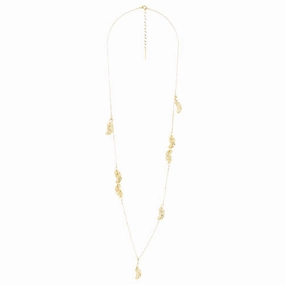 Les Nereides Golden Swan Feathers Long Necklace fashion-jewelry  