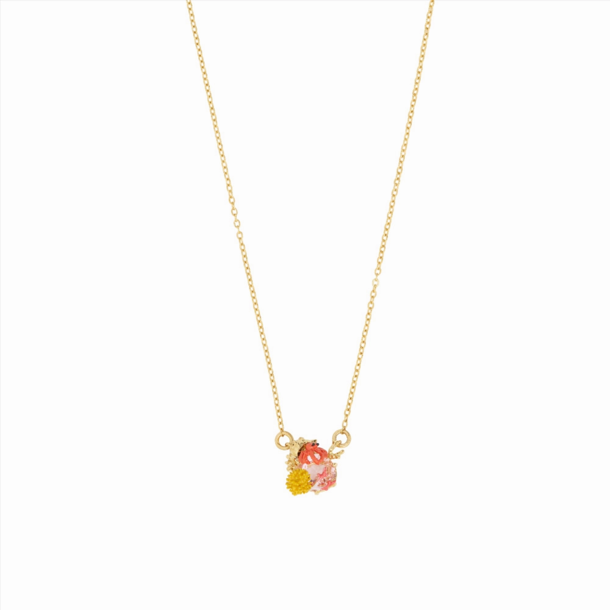 Les Nereides Hermit crab and light pink cut glass stone pendant Necklace fashion-jewelry  