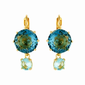Les Nereides La Diamantine Acqua Azzura Round Stone Sleeper Earrings 