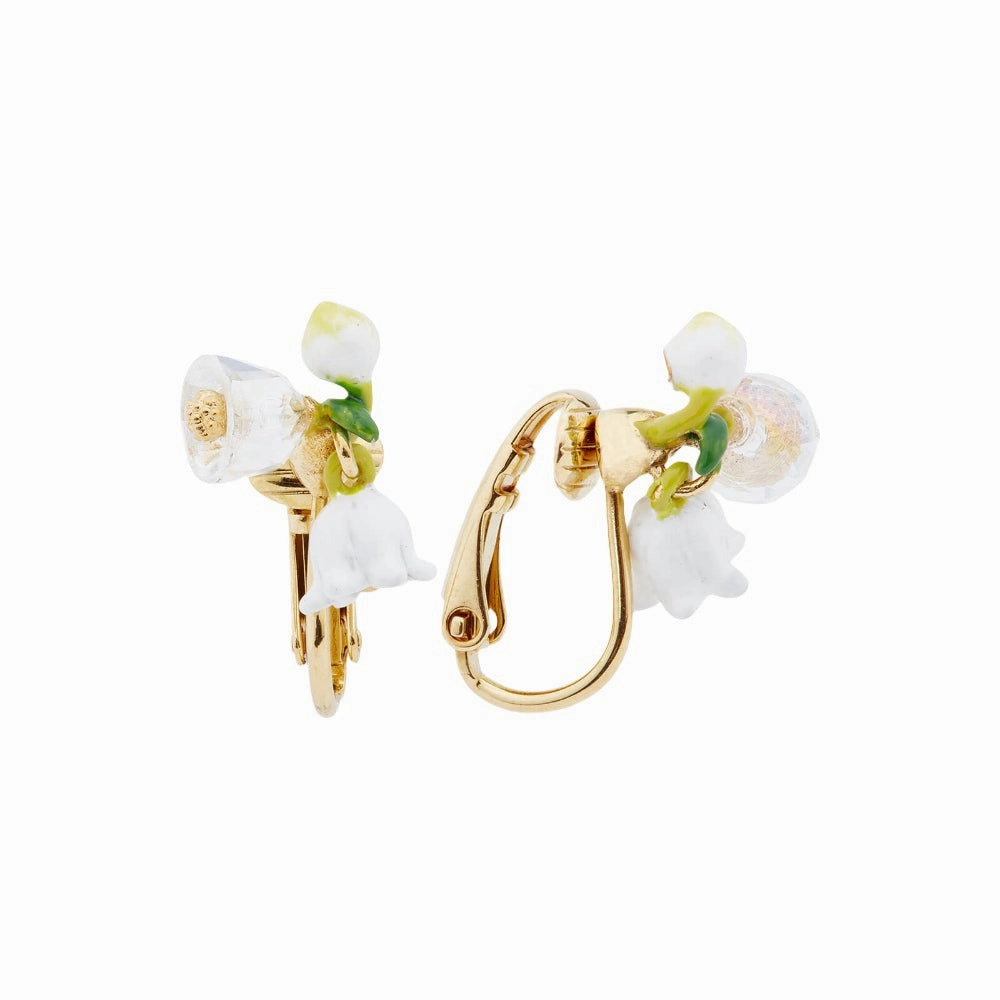 Les Nereides Lily Of The Valley Sprig Clip-On Earrings 