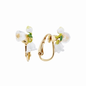 Les Nereides Lily Of The Valley Sprig Clip-On Earrings 