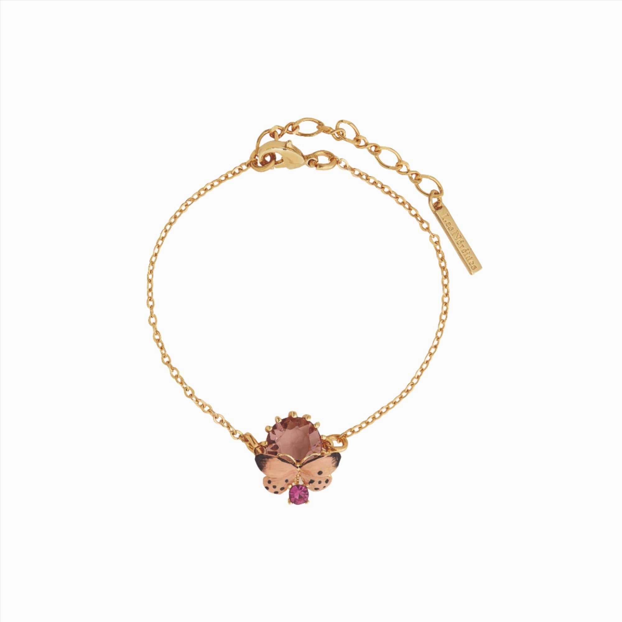 Les Nereides Love Animals Butterfly Round Stone Charm Bracelet fashion-jewelry  