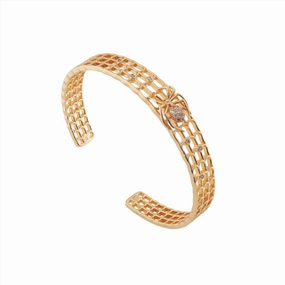 Les Nereides Open work Enamel Spider and Crystal Cuff Bracelet fashion-jewelry  