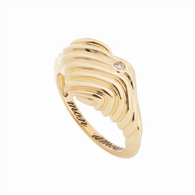 Les Nereides Ripple effect heart and cubic zirconia signet Ring fashion-jewelry  