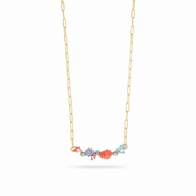 Les Nereides Seashell, Coral and Cut Glass Stone Necklace fashion-jewelry  