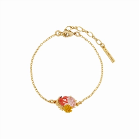 Les Nereides Seashell enameled coral and cut glass stone Bracelet fashion-jewelry  