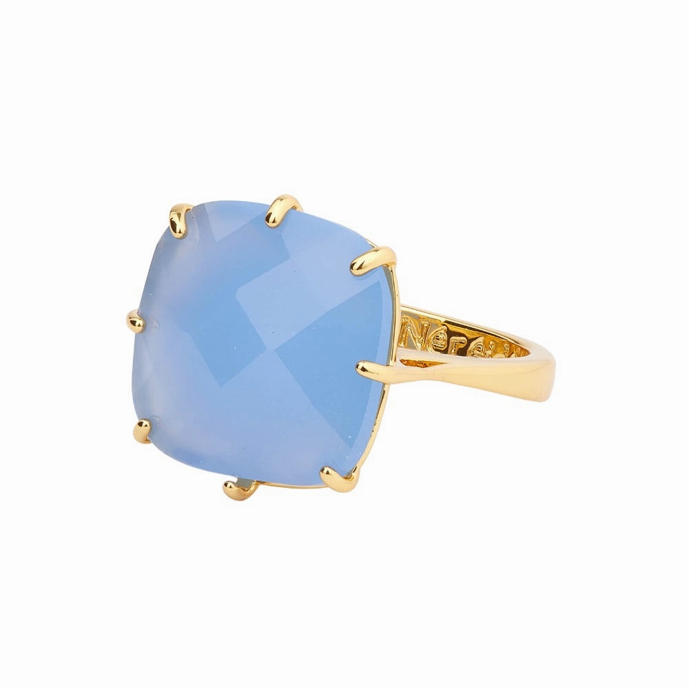 Les Nereides Sky Blue Diamantine Square Solitaire Ring