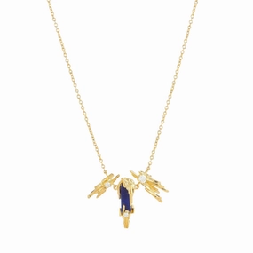 Les Nereides Sodalite And Gold Rock Pendant Necklace fashion-jewelry  