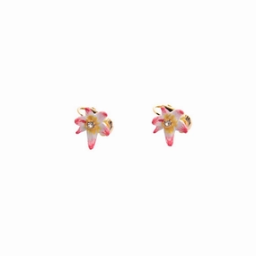 Les Nereides Tropical Flower And Crystal Clip-On Earrings 