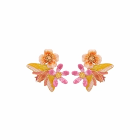 LES NEREIDES Vine Butterfly And Flower Clip-On Earrings 