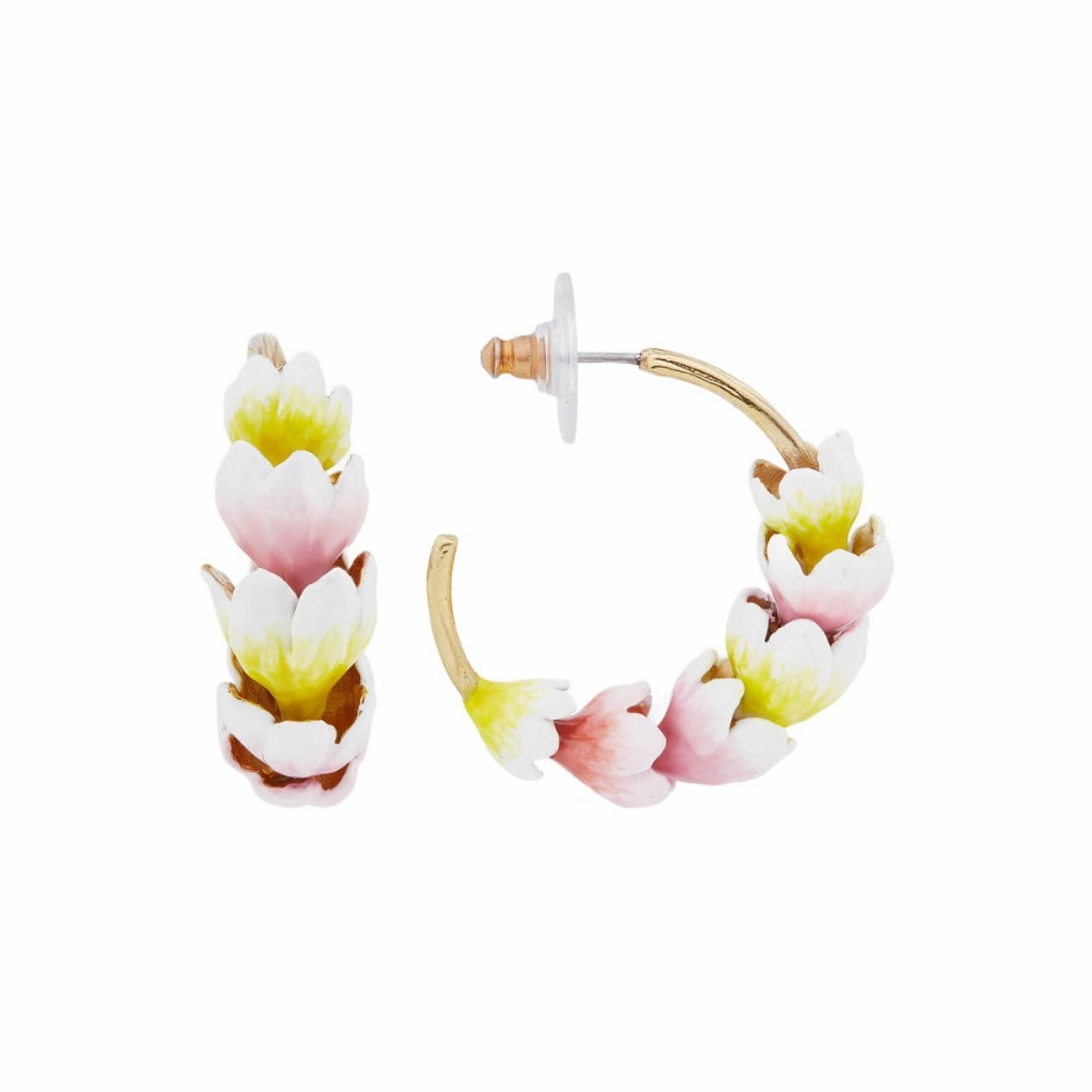 Les Nereides White And Purple Crocus Hoop-Earrings fashion-jewelry  