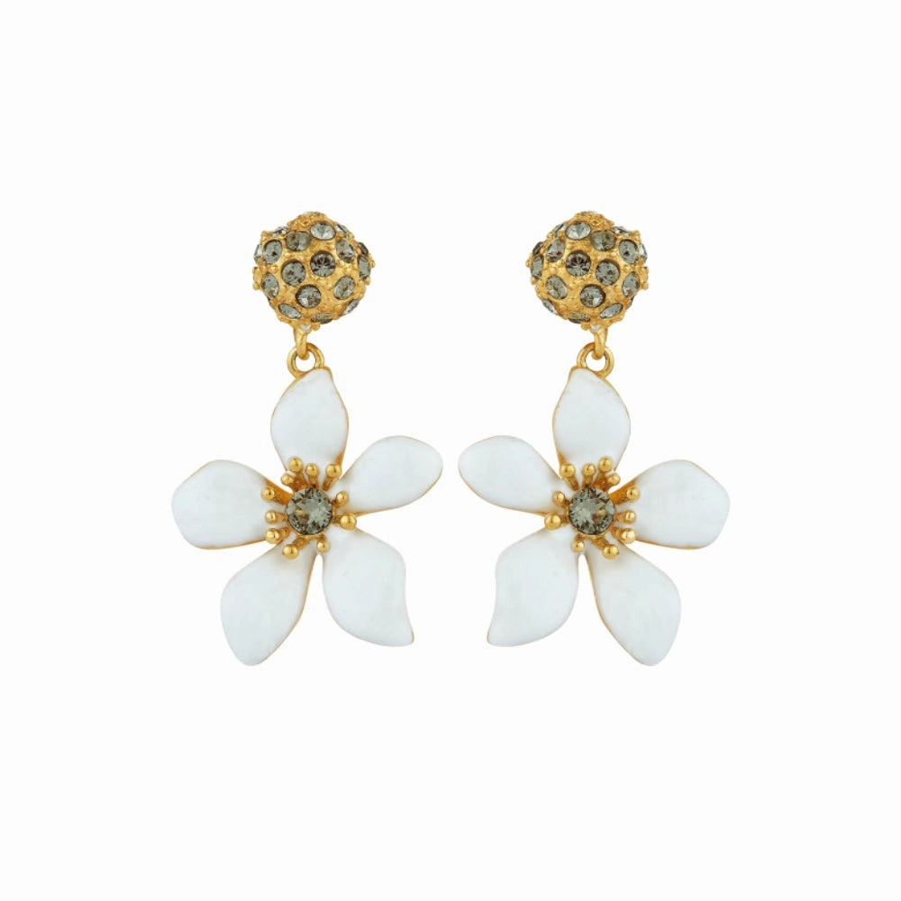 Les Nereides White Ranunculus Post Earrings 