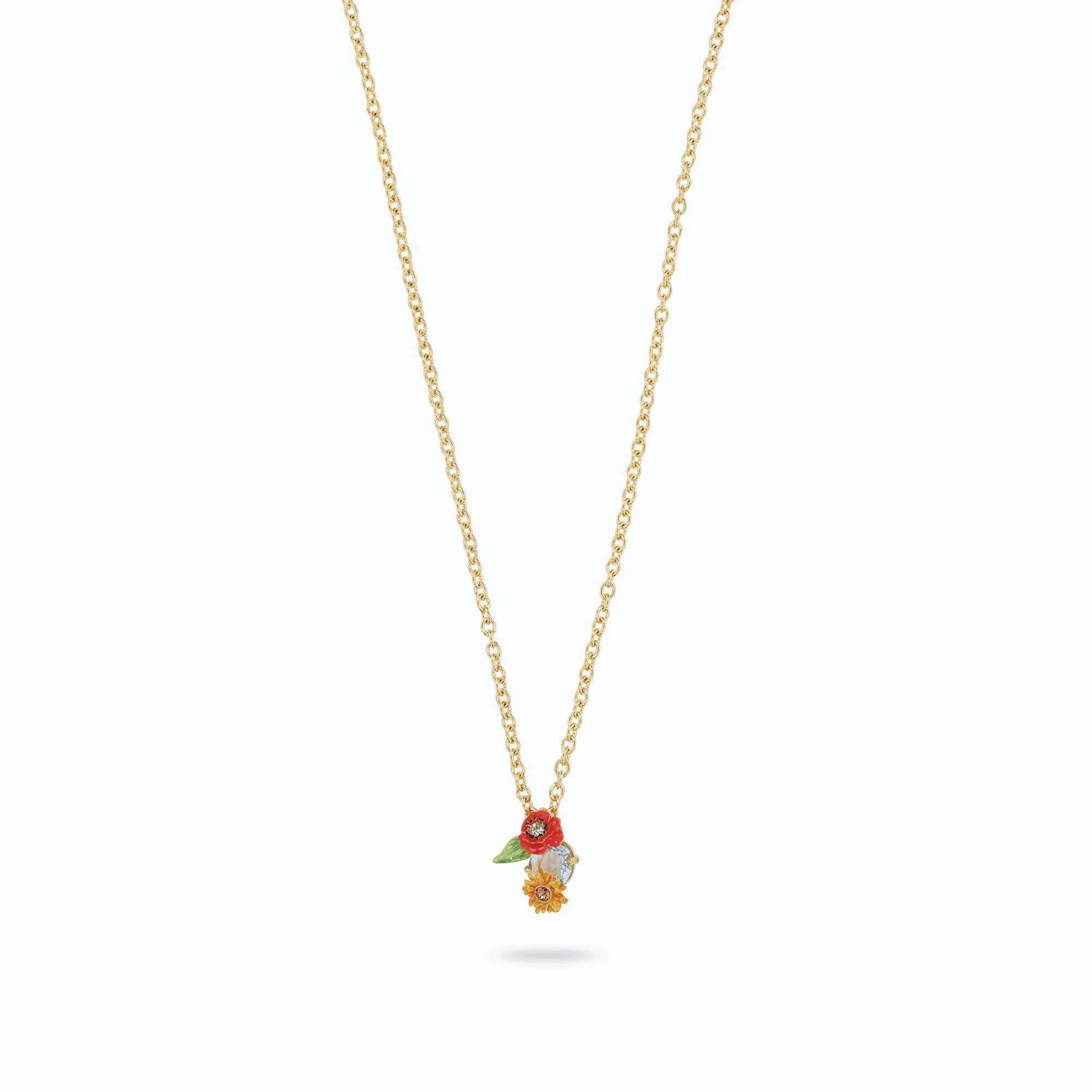Les Nereides Wildflower and Round Stone Pendant Necklace fashion-jewelry  