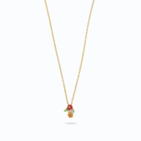 Les Nereides Wildflower and Round Stone Pendant Necklace fashion-jewelry  