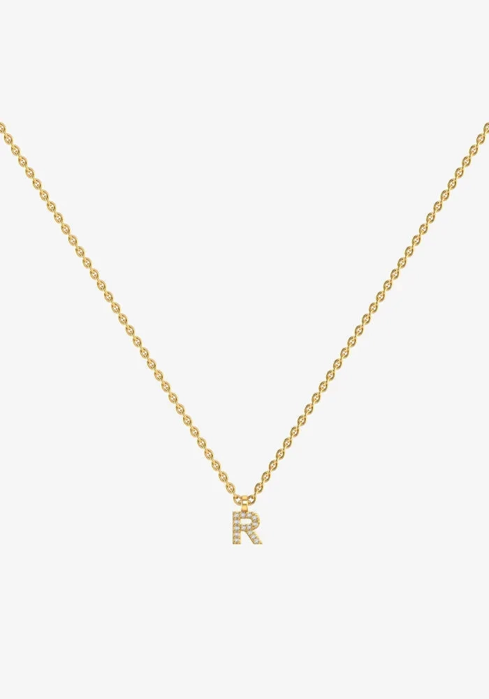 Letter 18K Gold Necklace w. Lab-Grown Diamonds