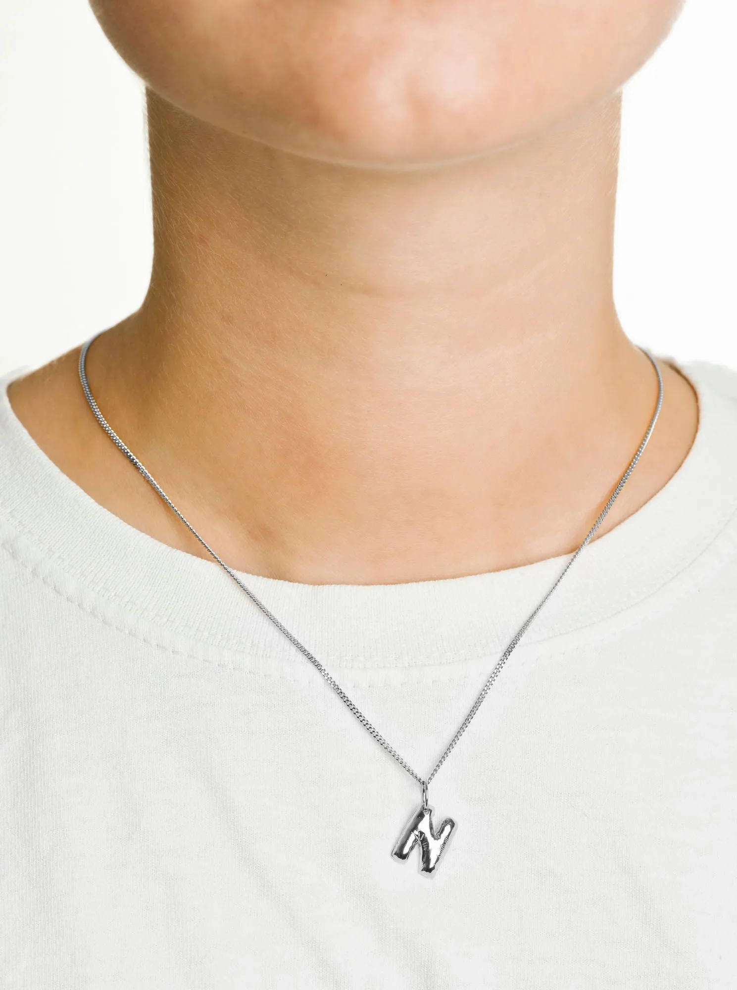 Letter N Silver Necklace