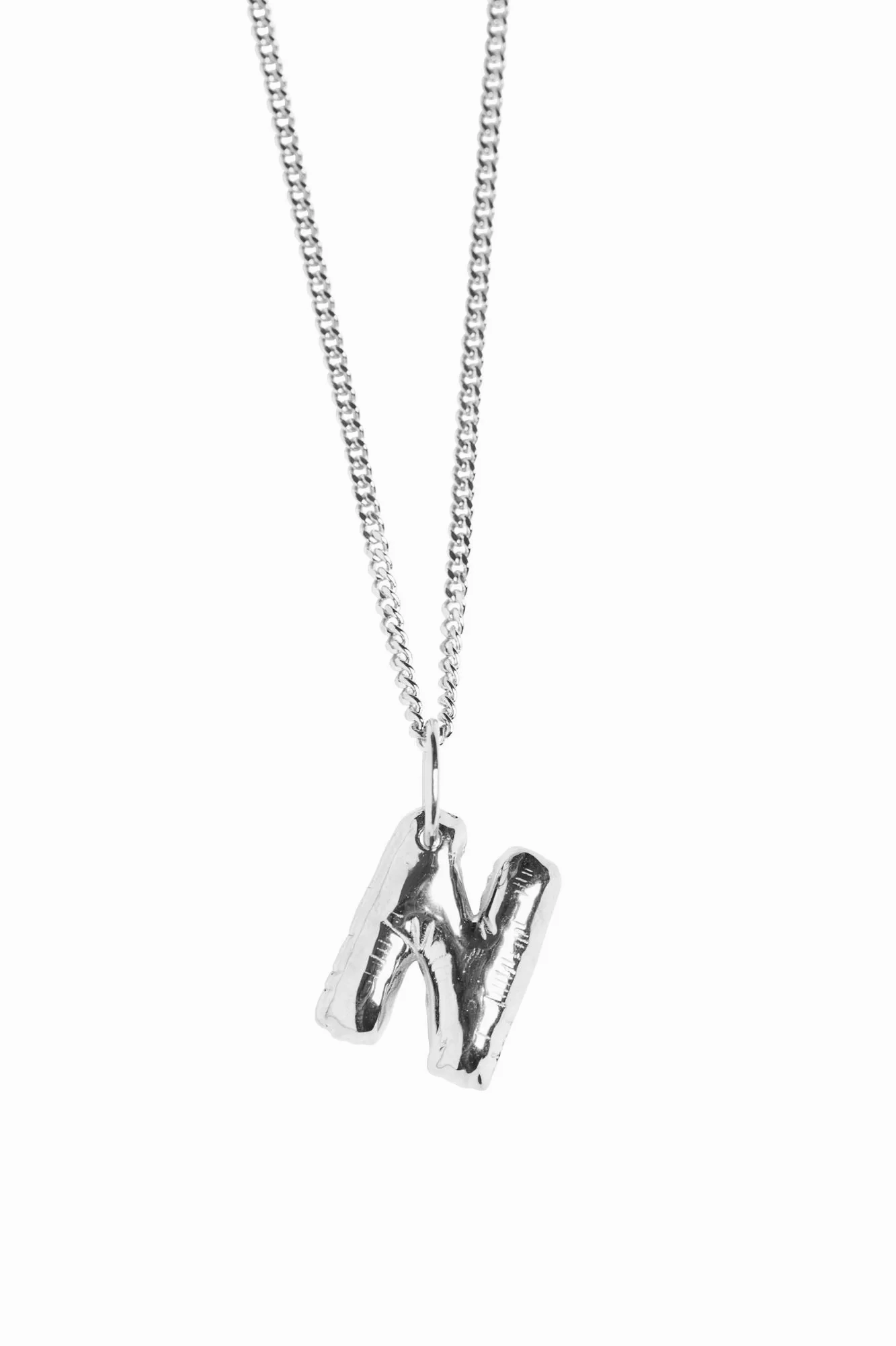 Letter N Silver Necklace