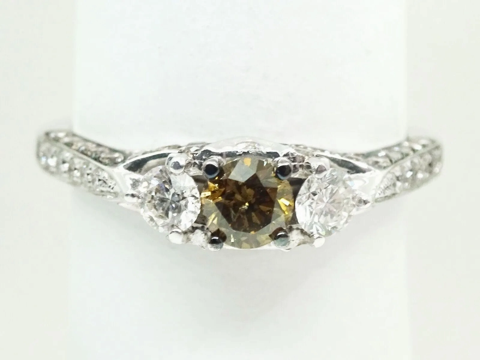 LeVian 1.70ct tw Chocolate &amp; Vanilla Diamond Ring 14k White Gold Size 10
