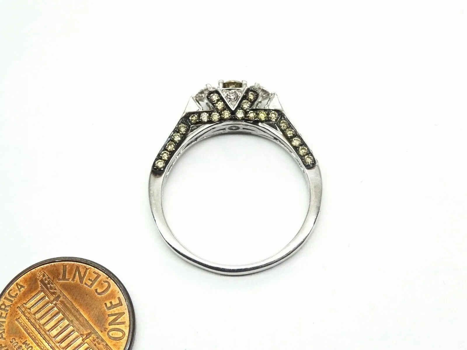 LeVian 1.70ct tw Chocolate &amp; Vanilla Diamond Ring 14k White Gold Size 10