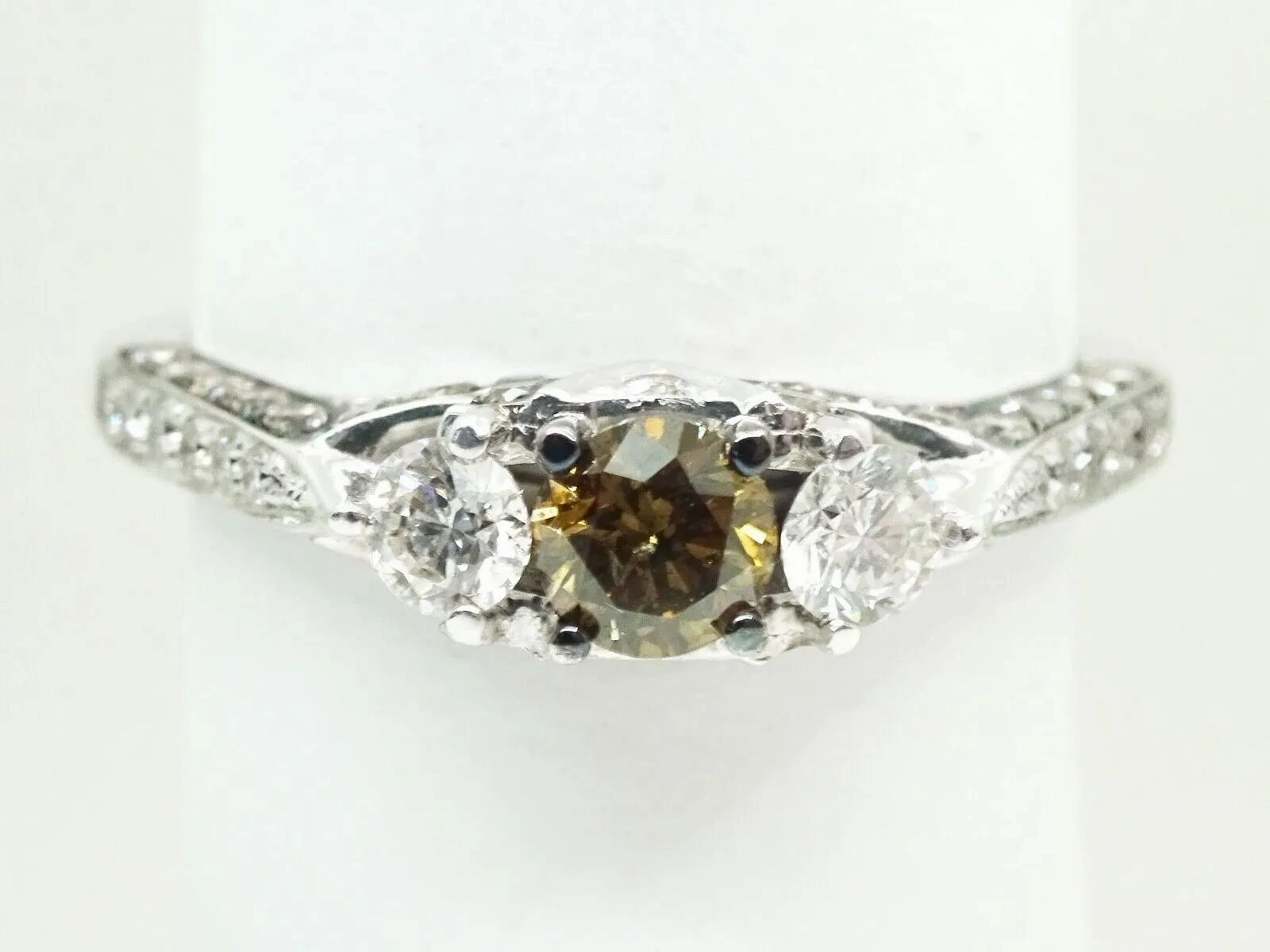 LeVian 1.70ct tw Chocolate &amp; Vanilla Diamond Ring 14k White Gold Size 10