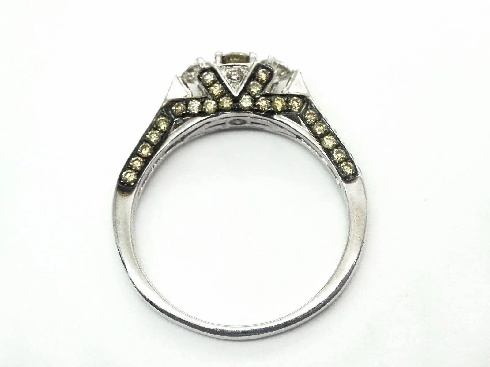 LeVian 1.70ct tw Chocolate &amp; Vanilla Diamond Ring 14k White Gold Size 10