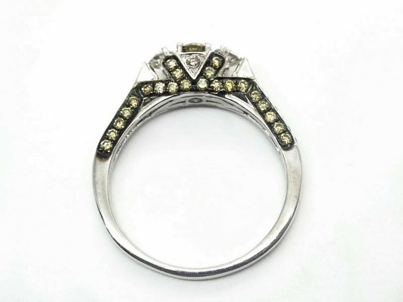 LeVian 1.70ct tw Chocolate &amp; Vanilla Diamond Ring 14k White Gold Size 10