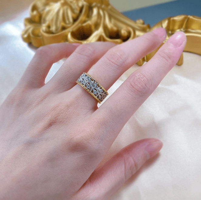 Light Luxury Style 925 Silver Fabric Cutout Pattern Retro Women's Ring