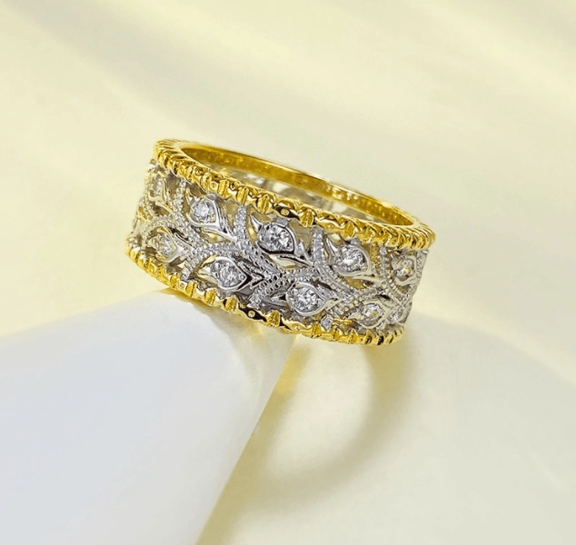 Light Luxury Style 925 Silver Fabric Cutout Pattern Retro Women's Ring