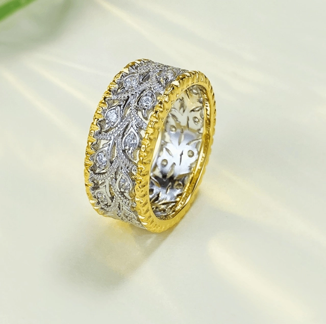 Light Luxury Style 925 Silver Fabric Cutout Pattern Retro Women's Ring