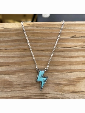 LIGHTNING BOLT TURQUIOSE NECKLACE texture-rose-gold  