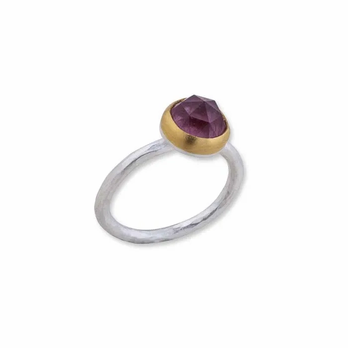 Lika Behar &quot;Katya&quot; One of a Kind Pink Tourmaline Ring in 24K Yellow Gold and Matte Sterling Silver