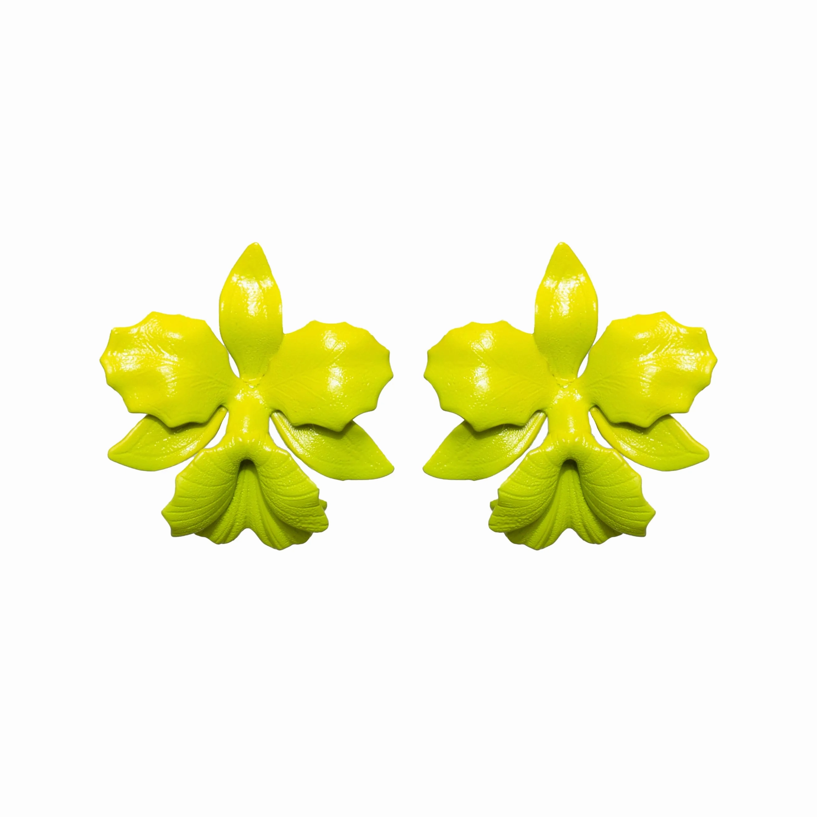 Lime Laelia Orchid Studs