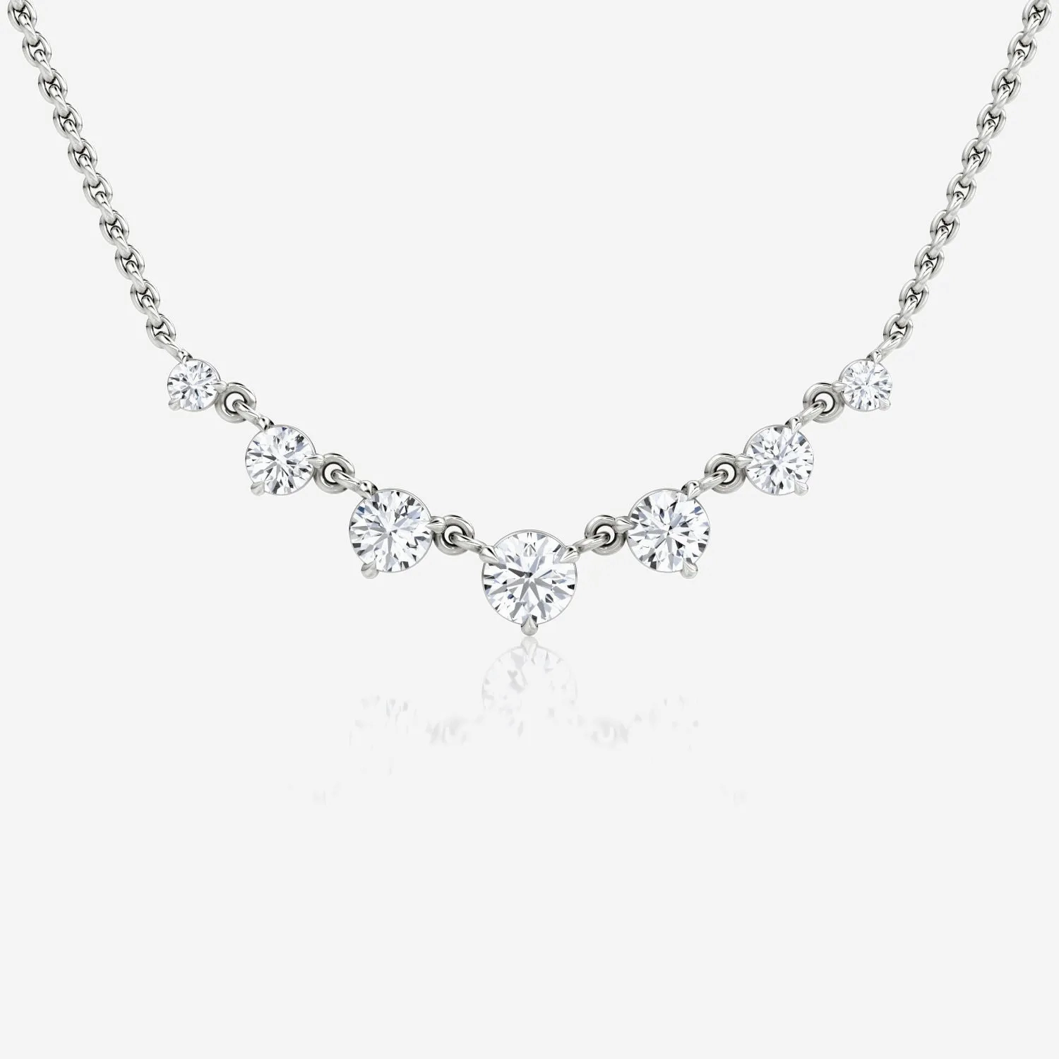 Linked 14K White Gold Tennis Necklace w. 0.85ct Lab-Grown Diamonds