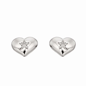 Little Star Suri Sterling Silver Diamond Heart Stud Earrings LSE0031 ear-earrings  