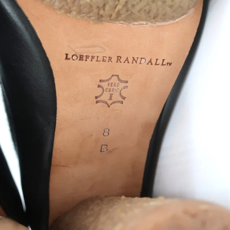Loeffler Randall Plateaustiefel Serena Schwarz Leder & Grau Flanell Größe 8