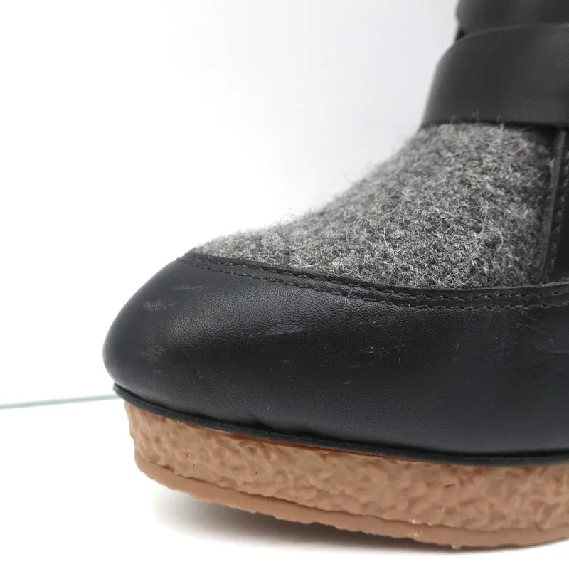 Loeffler Randall Plateaustiefel Serena Schwarz Leder & Grau Flanell Größe 8