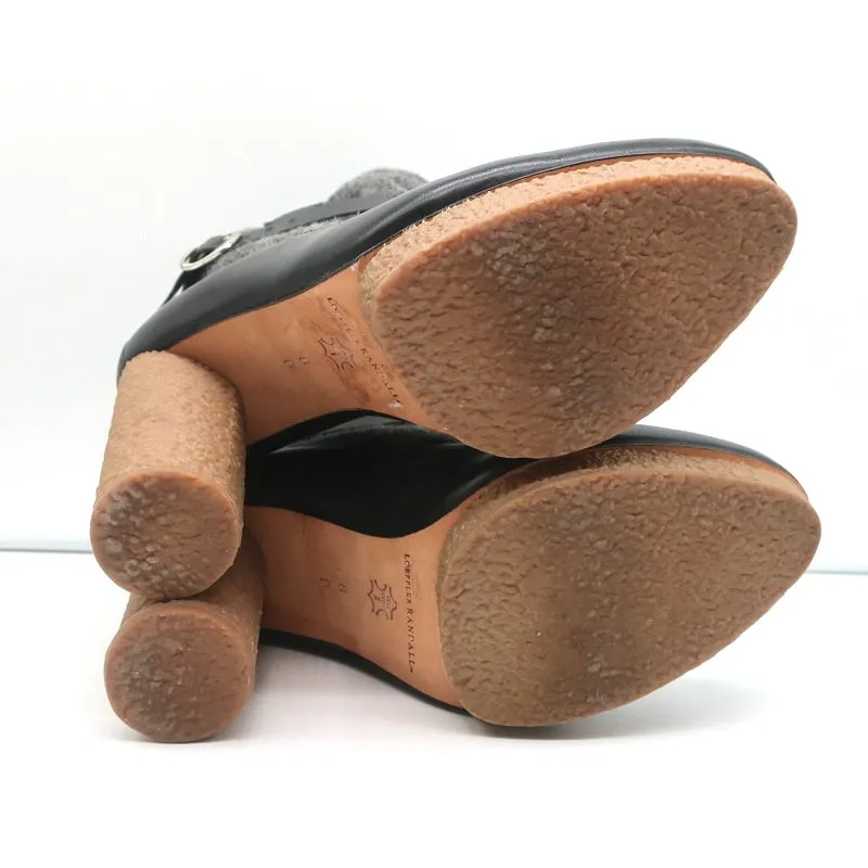 Loeffler Randall Plateaustiefel Serena Schwarz Leder & Grau Flanell Größe 8