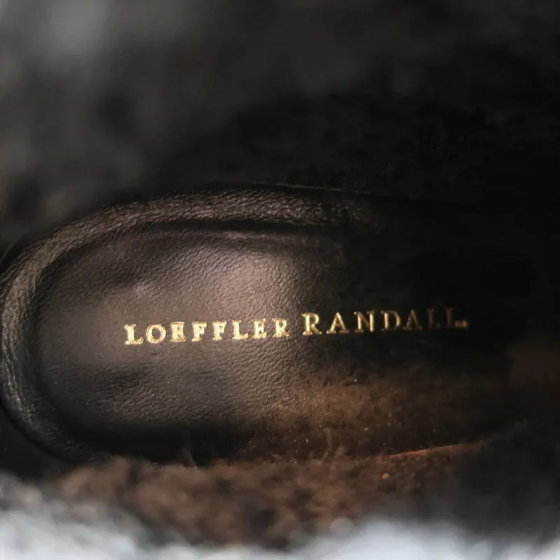 Loeffler Randall Plateaustiefel Serena Schwarz Leder & Grau Flanell Größe 8