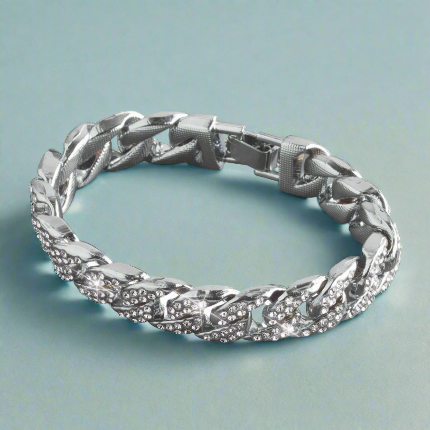 Logan Curb Rhodium Bracelet