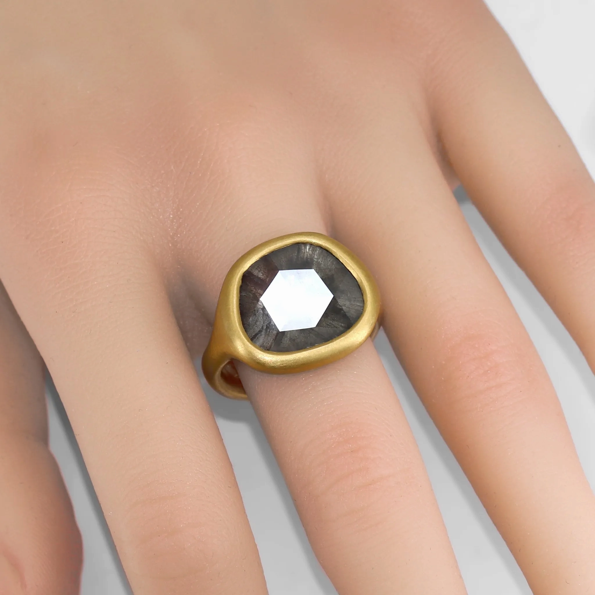 Lola Brooks 5.06 Carat Faceted Diamond 22k Gold One of a Kind Ring