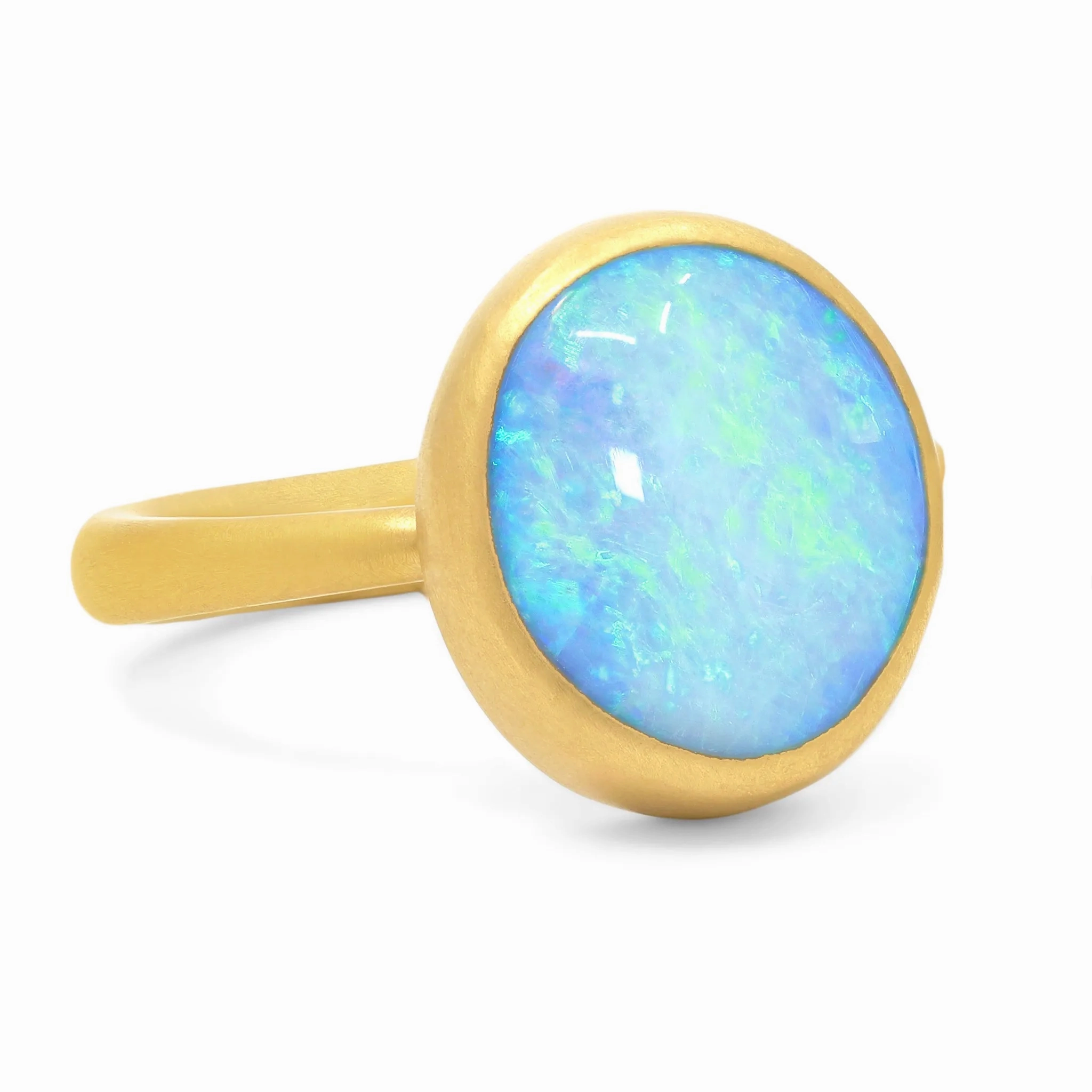 Lola Brooks Bright Violet Blue Boulder Opal One of a Kind 22k Gold Ring