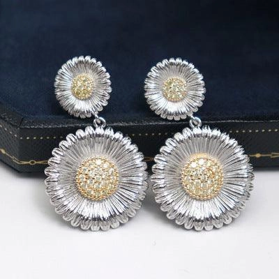 Long Small Daisy Stud Earrings Women's Two-color Earrings