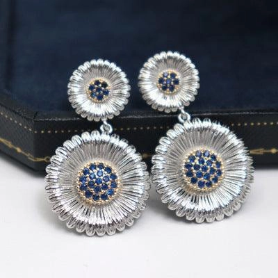 Long Small Daisy Stud Earrings Women's Two-color Earrings