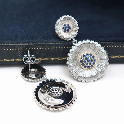 Long Small Daisy Stud Earrings Women's Two-color Earrings