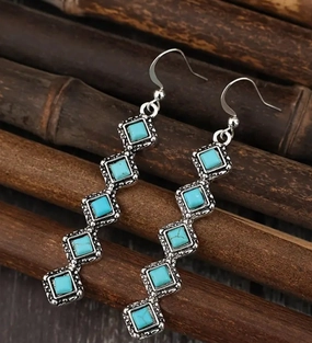 Long Turquoise Drop Earrings texture-rose-gold  