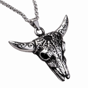 Longhorn Skull Steel Pendant 