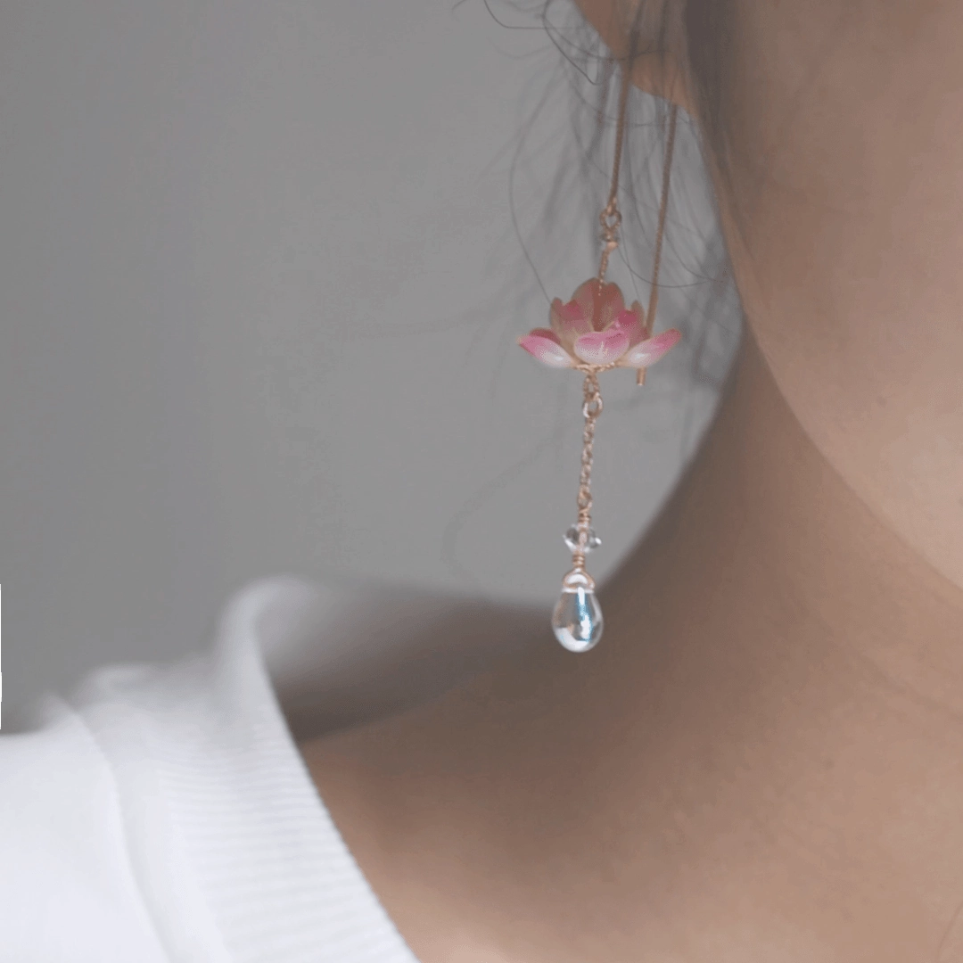 Lotus Ancient Style Guofeng Hanfu Temperament Sterling Silver Ear Line Ear Clip 