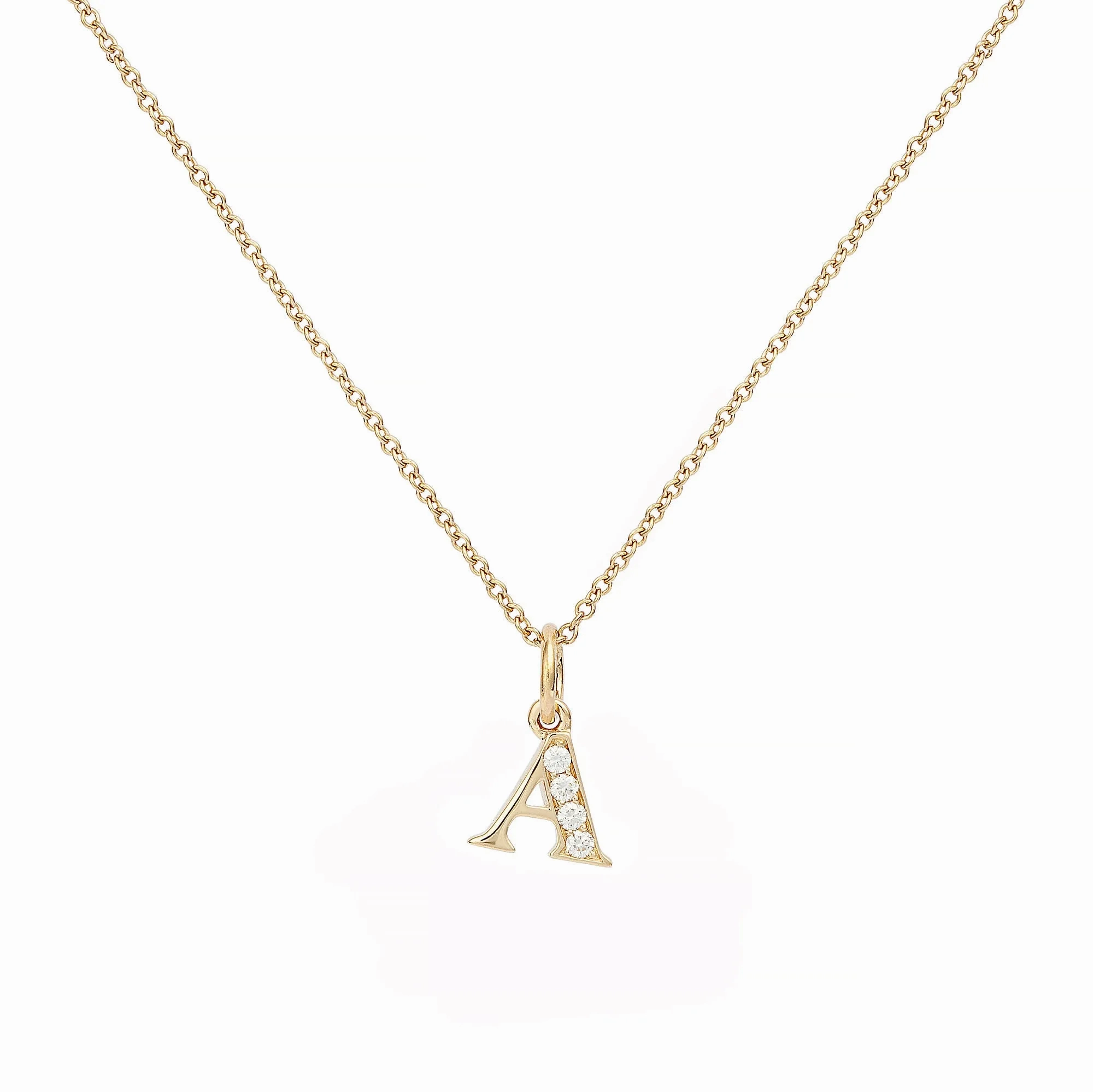 Love Letter A 18K Gold Necklace w. Diamonds